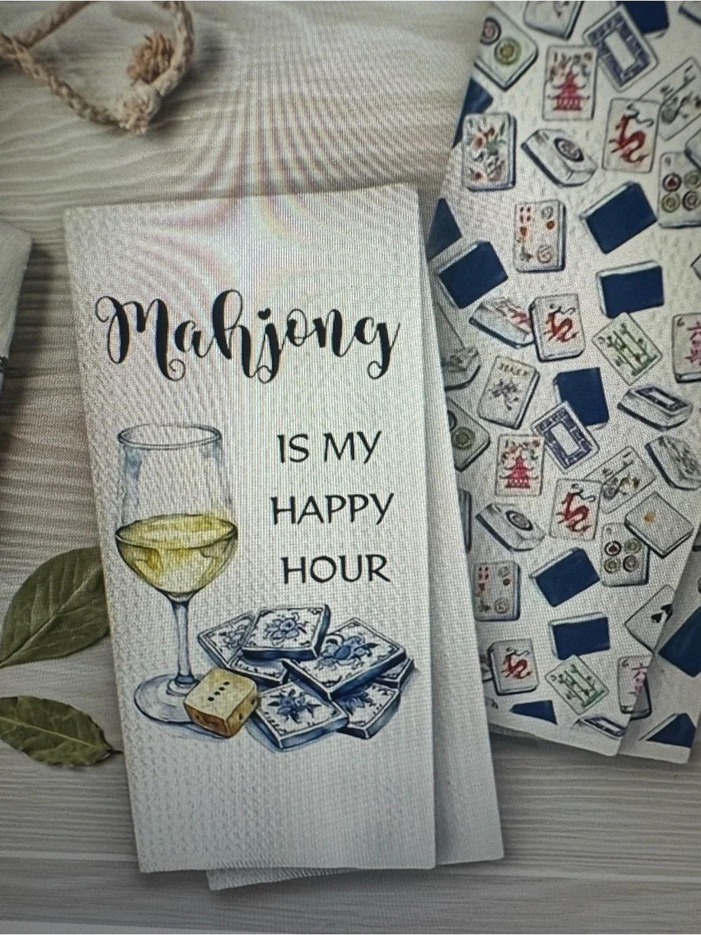 Mahjong kitchen towel set, new